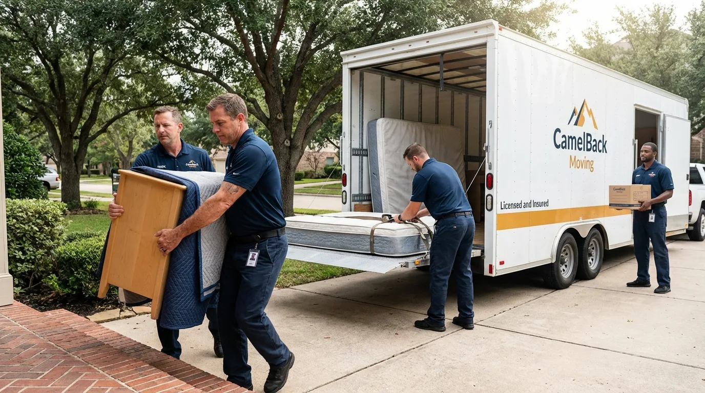 Crew loading residential truck for cross-state move from Wartburg, TN